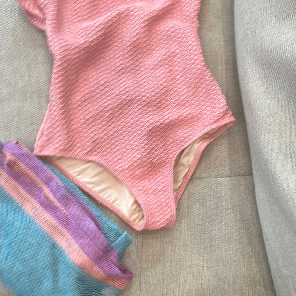 Shoshanna Pink One Piece Swimsuit with Textured Design